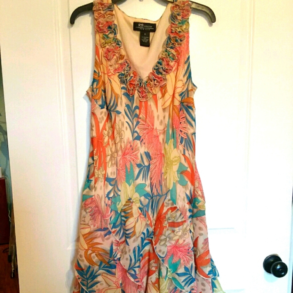 Multicolor sleeveless ladies calf length d…